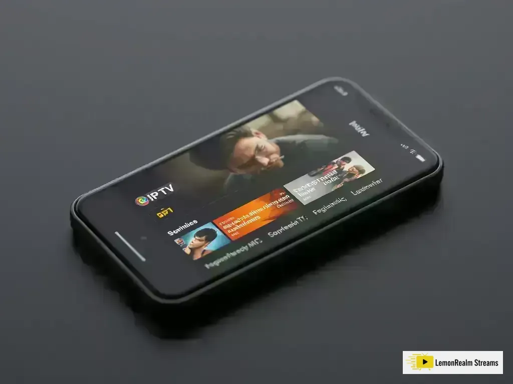iPhone displaying IPTV app interface